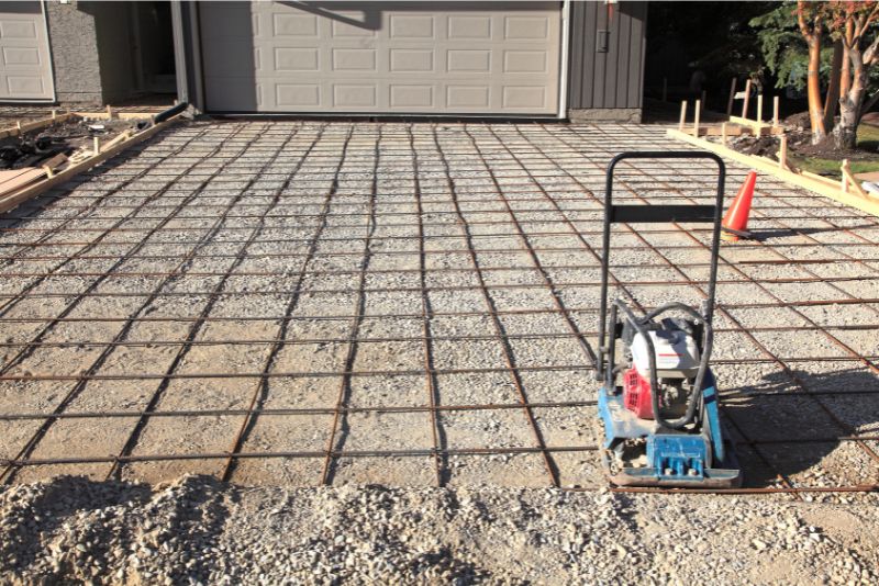 A photo of concrete driveway slab installation process