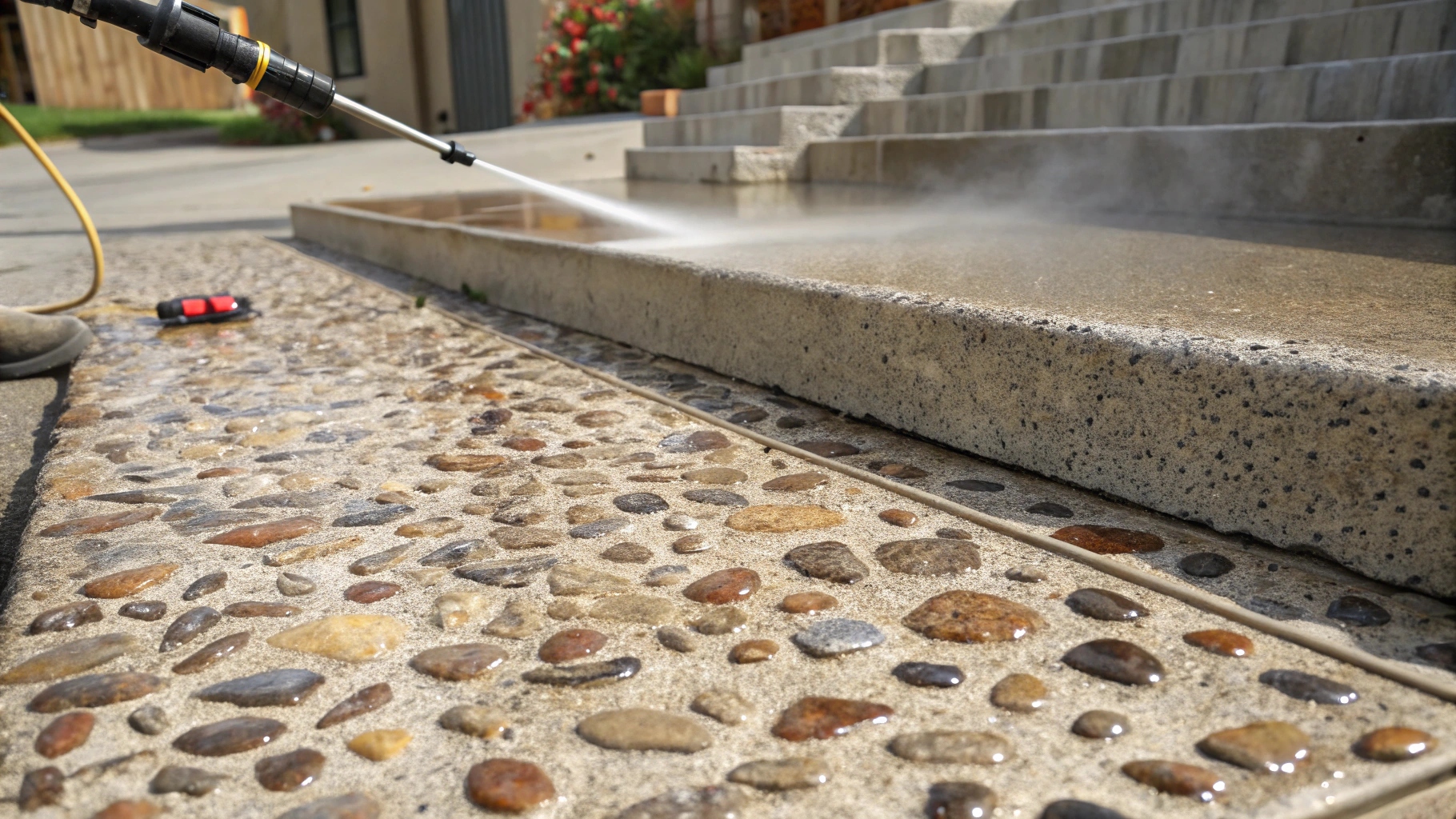 Exposed aggregate concrete finish Tinana showing natural stone texture and professional craftsmanship