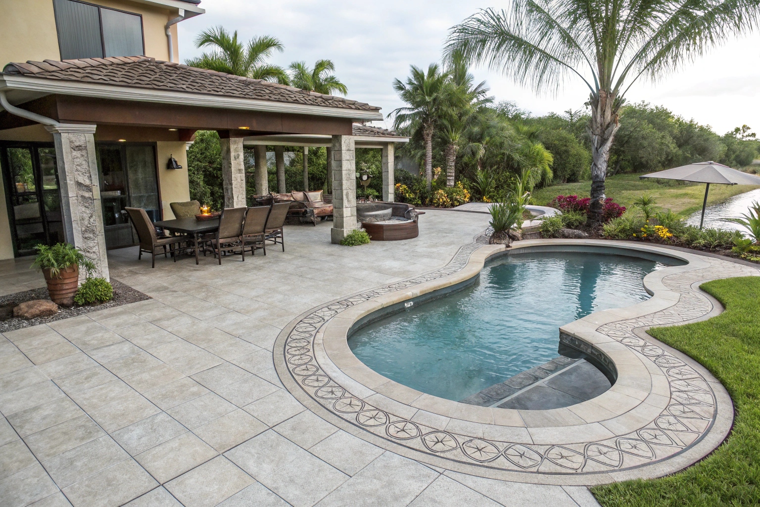 Premium concrete slabs The Pocket Maryborough pool surround entertainment area