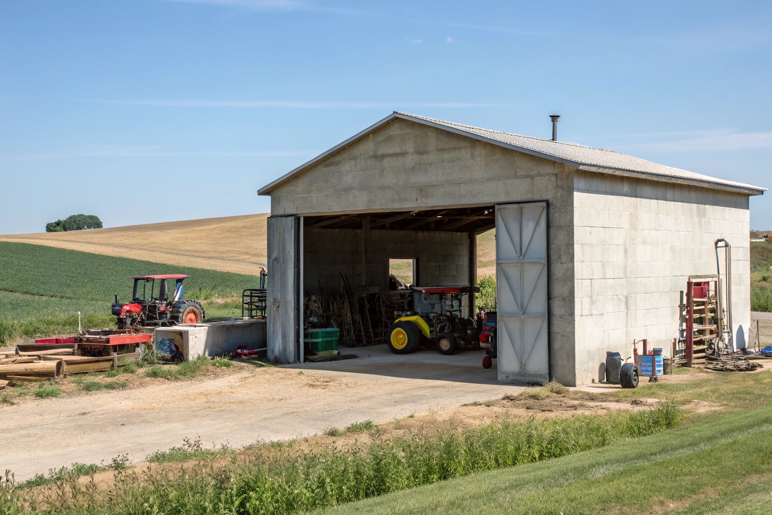 a-large-concrete-slab-rural-shed-with-farm-equipme Concrete shed slab for equipment storage in Nikenbah semi-rural propert