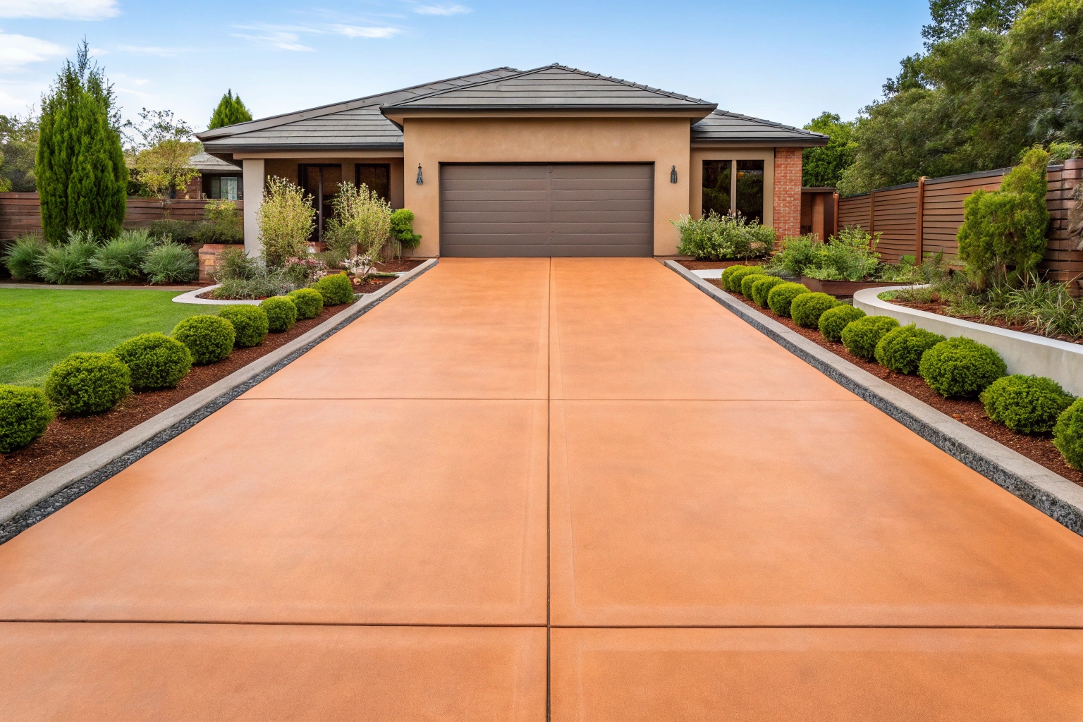 Coloured concrete driveway Urraween property upgrade