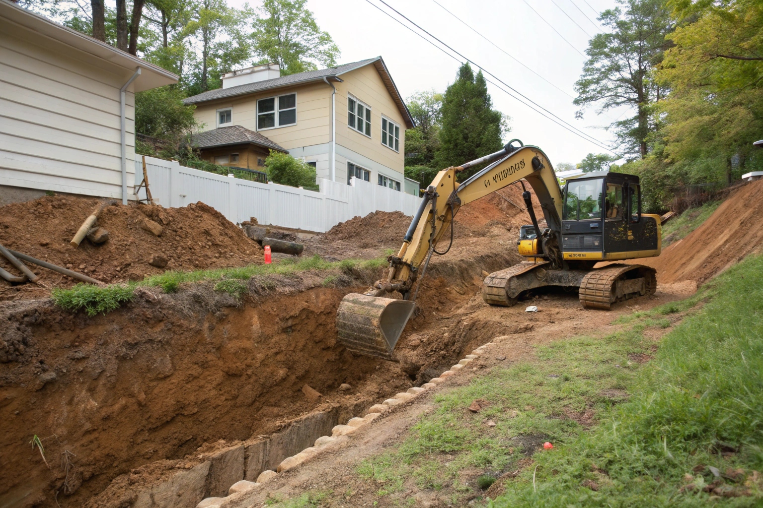 Excavation work for concrete footings on sloped Maryborough building site