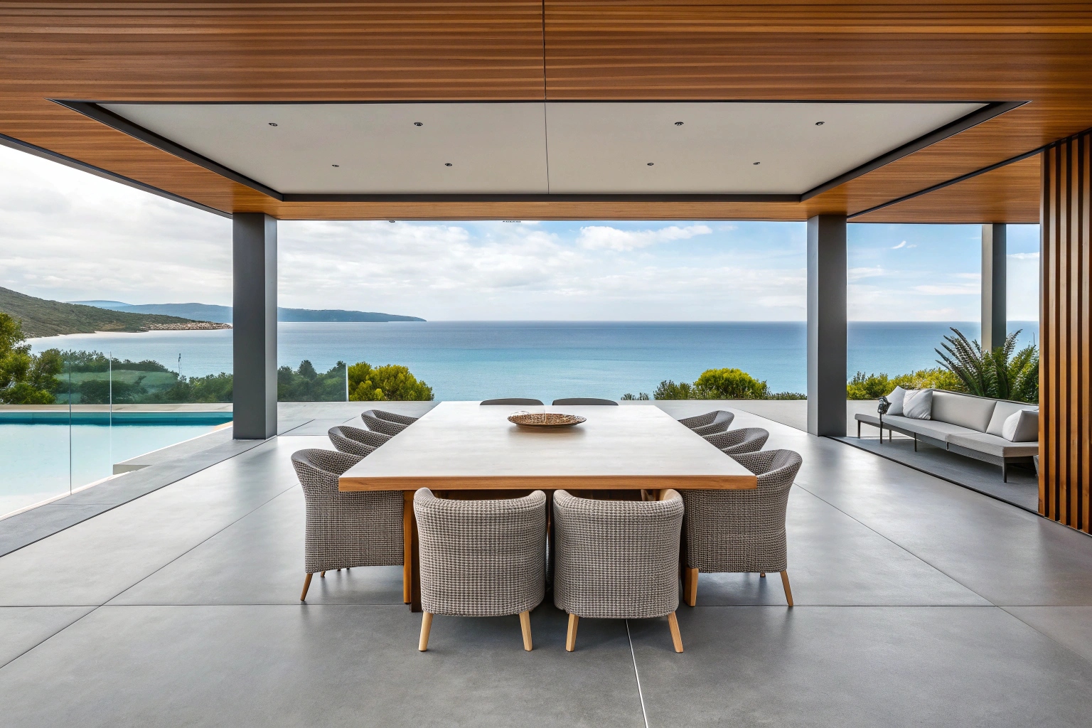 Polished decorative concrete outdoor entertainment area Point Vernon