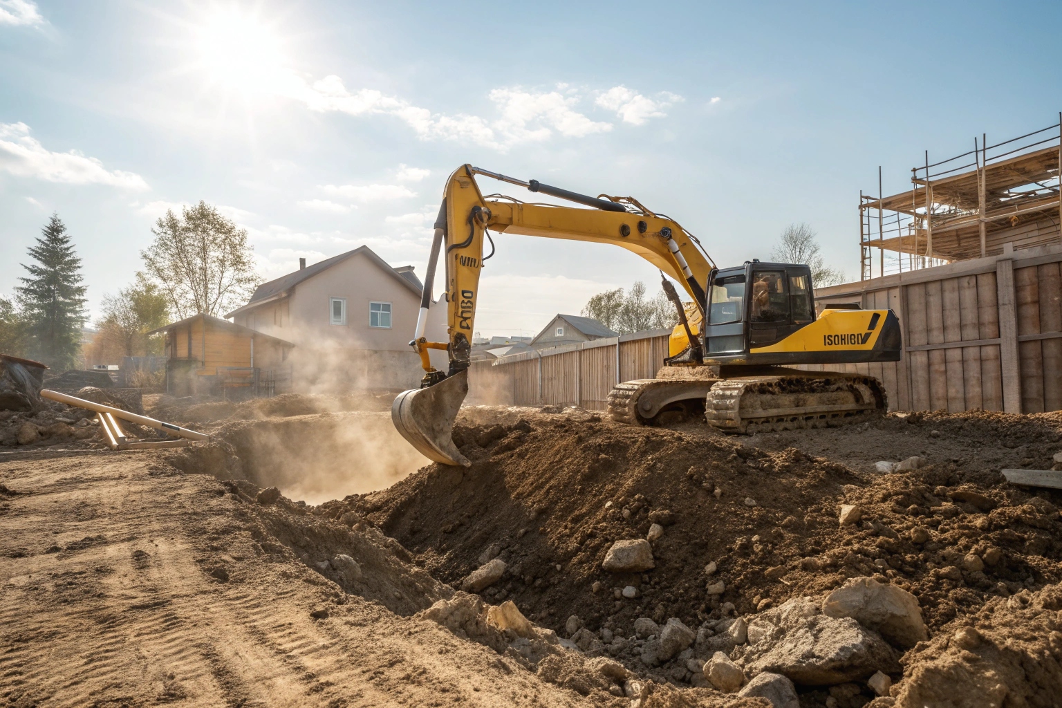 Site excavation work in progress on residential property in Maryborough