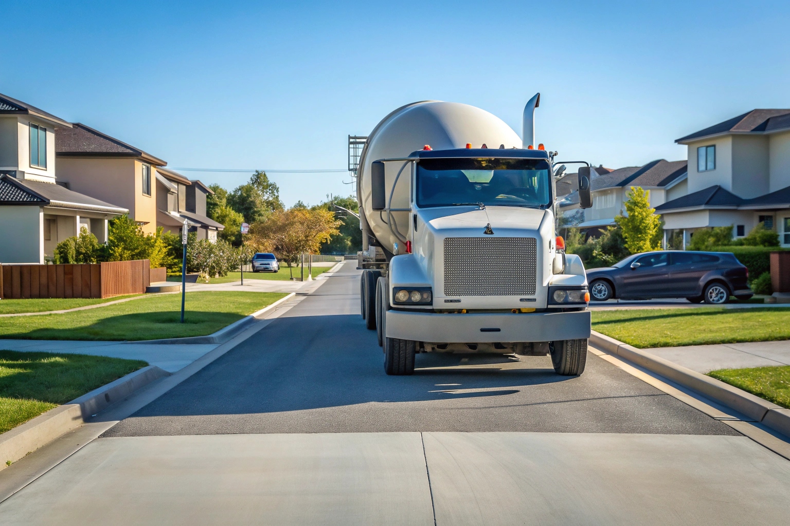 Concrete delivery truck in Maryborough residential street